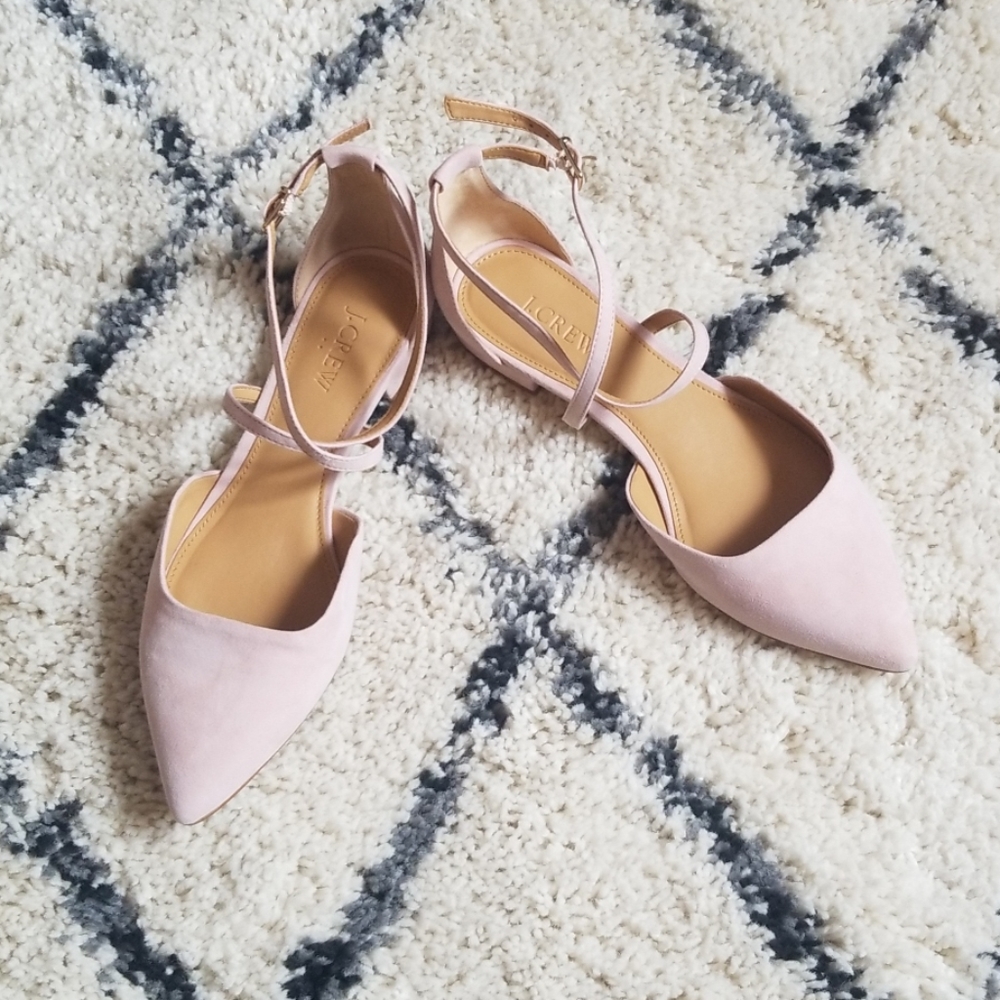 J Crew Suede Strappy Pointy-Toe Flats